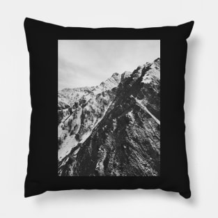 Mountains of Switzerland - Black and White Shot of Snow-Covered Alps Pillow