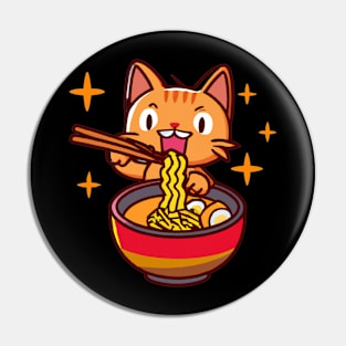 Cute cat eating ramen Pin