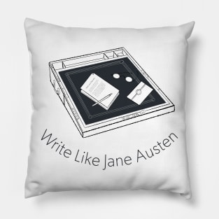 Jane Austen Writing Desk Black and White Sketch Pillow