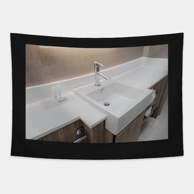 modern bathroom sink and faucet Tapestry by LindsayVaughn