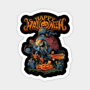 Happy Halloween riding witch Magnet