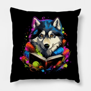 Alaskan Husky Reads Book Pillow