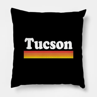 Tucson, Arizona - AZ Retro Sunset and Text Pillow