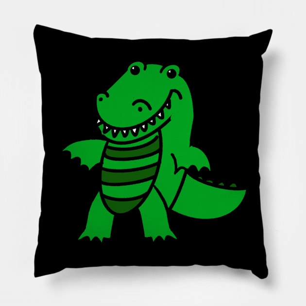 Crocodile Smile! Pillow by Wyrd Merch