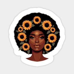 Afrocentric Woman Flowers Magnet