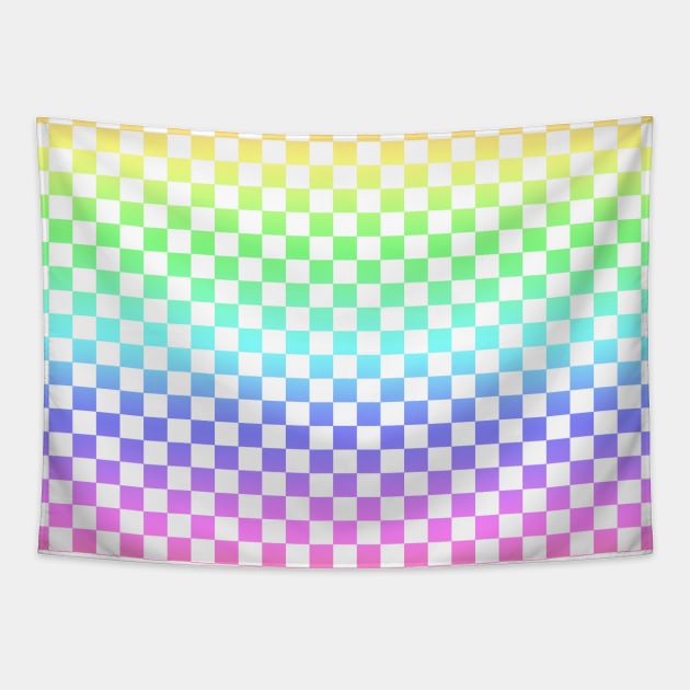 White checkered Rainbow Ombre Tapestry by saradaboru