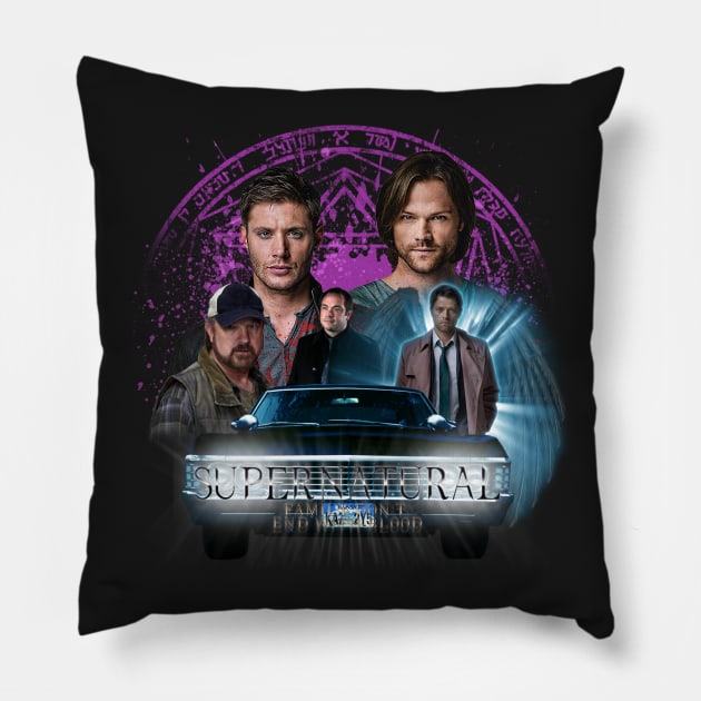 Supernatural Family dont end with Blood 2 Pillow by Ratherkool