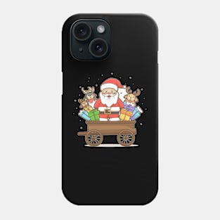 Santa clous on a cart with gifts and deer Phone Case