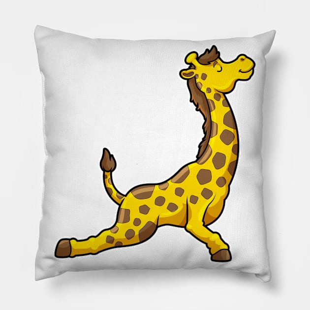 Giraffe at Yoga Stretching exercises Legs & Neck Pillow by Markus Schnabel