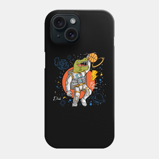 dinosaur t rex playing basketball Phone Case by Mako Design 