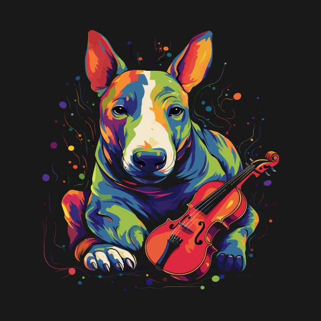 Bull Terrier Playing Violin by JH Mart