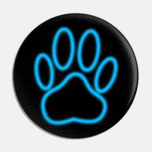 Blue Neon Dog Paw Print Pin