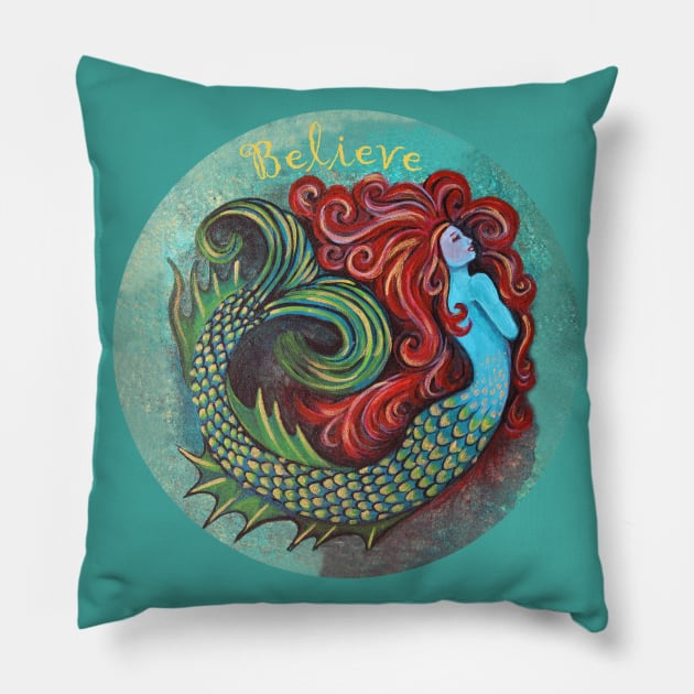 Mermaid Believe Pillow by Heartsake