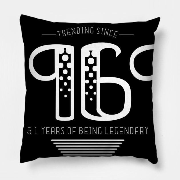 51st Birthday T-Shirt - Vintage 1969 Pillow by Reshartinc