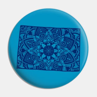 Blue Colorado State Gift Mandala Yoga CO Art Pin