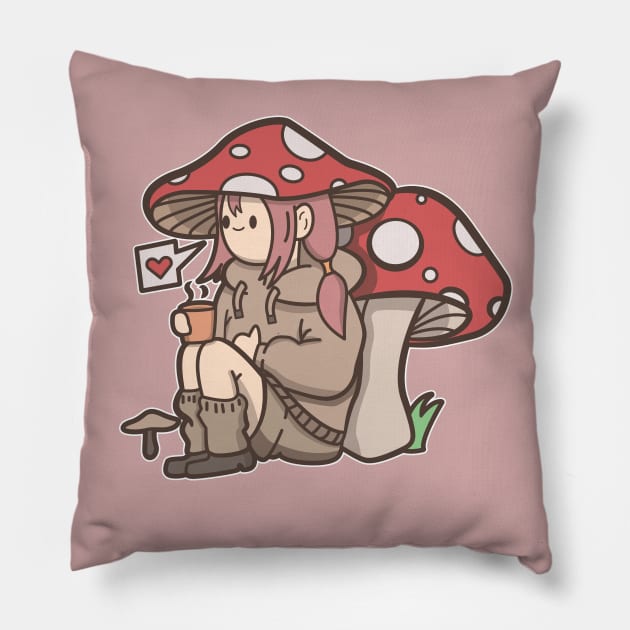 mushroom girl Pillow by ArtStopCreative