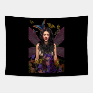 Fairy princess with butterflies and flowers fantasy artwork Tapestry