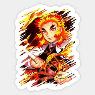 Tanjiro Kamado Head on Red Fire Sticker - Anime PNG Sticker