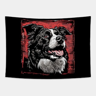 Retro Art Border Collie Dog Lover Tapestry