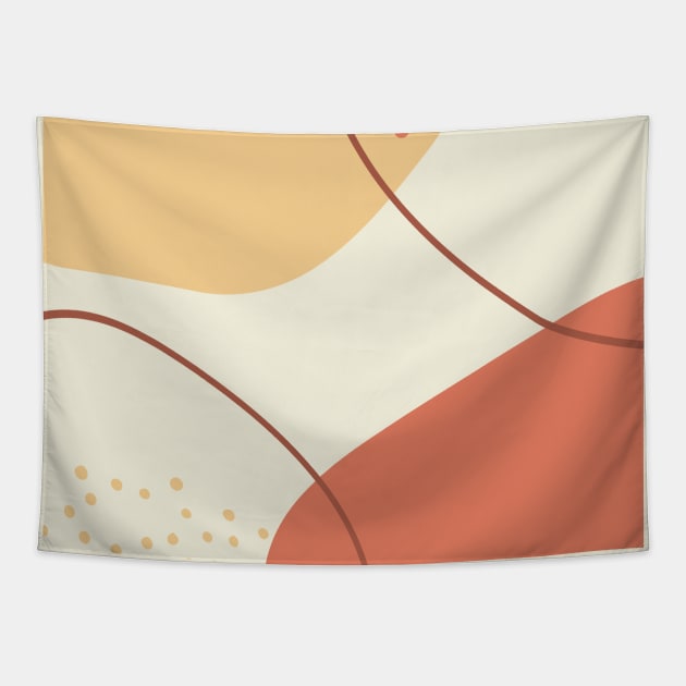 Abstract Organic Shapes Yellow Ochre, Terra Cotta and Cream Tapestry by tramasdesign