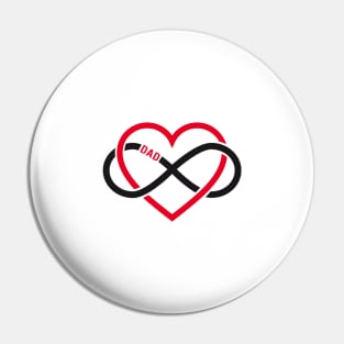 Dad, red heart with infinity sign, father's day card, sticker Pin