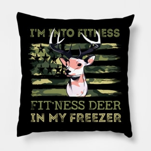 Hunting I'm Into Fitness Fit'ness Deer In My Freezer USA FLAG Pillow