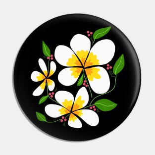 Sampaguita Flowers With Cherries & Leaves Pin