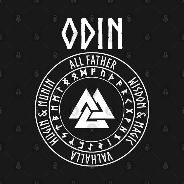 Odin Viking God Valknut with Runes by AgemaApparel