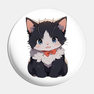 Kitten with Red Ribbon Pin
