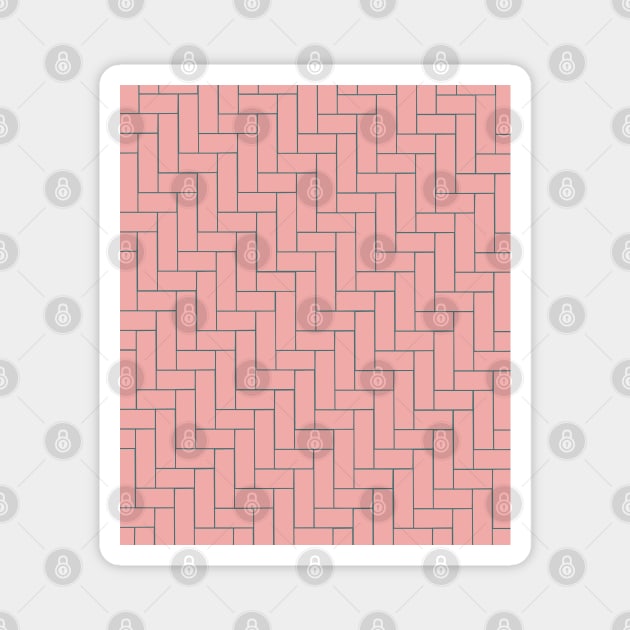 Pink Geometric Tiles with Green Outline Magnet by OneThreeSix