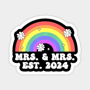 Just Married Engaged Lgbt Lesbian Wedding Mrs  Mrs Est 2024 Magnet