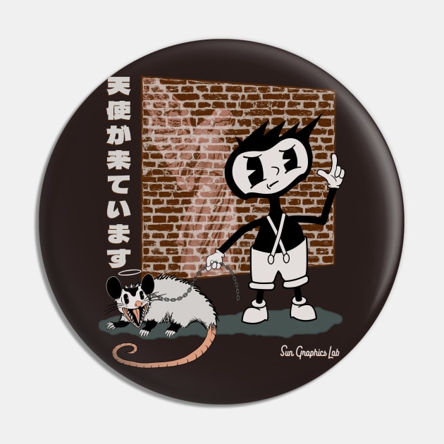 Angels Are Coming Rubber Hose Style Comic Pin by SunGraphicsLab