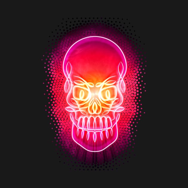 Psychedelic Celtic Neon Glowing Skull by Ricardo77