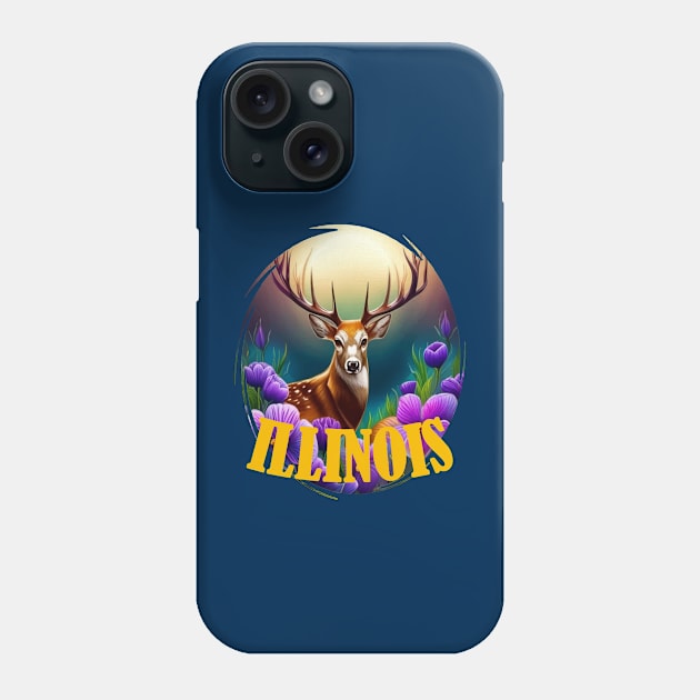 White-tailed Illinois Deer With Violets Phone Case by taiche