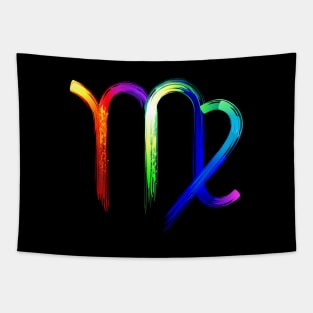 Virgo zodiac sign luminescent paint Tapestry