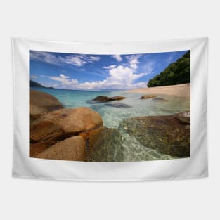 Rocks and clear water on Nudey Beach on Fitzroy Island in Far North Queensland Tapestry