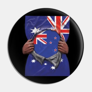 New Zealand Flag Australian Flag Ripped - Gift for New Zealander From New Zealand Pin