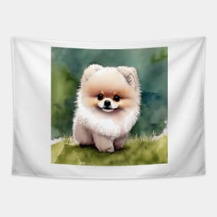 Cute Pomeranian Puppy Art 1 Tapestry