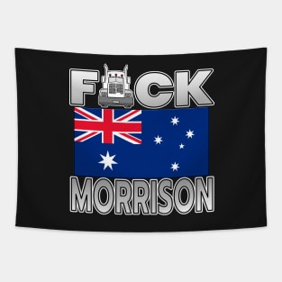 FREEDOM CONVOY AUSTRALIA - FREEDOM RALLY AUSTRALIA FLAG HEARTS DESIGN WHITE LETTERS F-CK MORRISON Tapestry