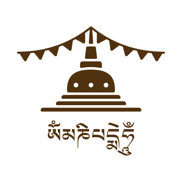 Tibetan Stupa Om Mani Padme Hum - Dark by footloosefabric