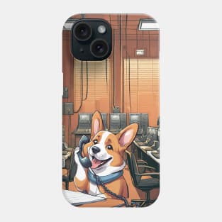 Corgi Making Phone Call phone case. Phone Case