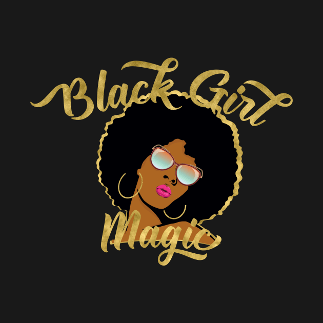 Black Girl Magic (Gold Outline) by monarchvisual