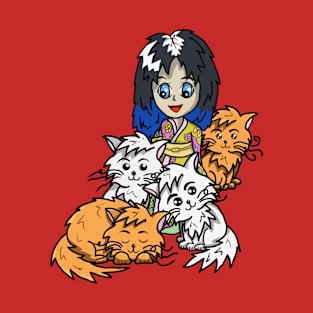 Crazy Cat Lady in a Kimono T-Shirt