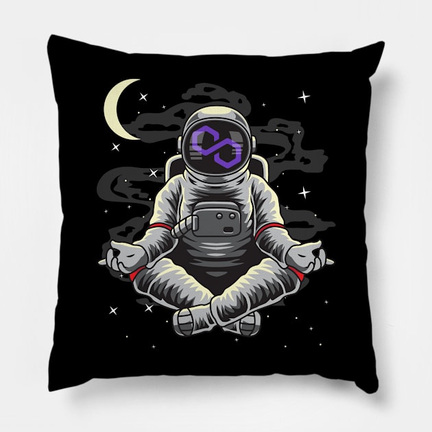 Astronaut Yoga Polygon Matic Coin To The Moon Crypto Token Cryptocurrency Wallet Birthday Gift For Men Women Kids Pillow by Thingking About