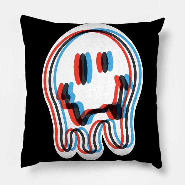 3D Trippy Acid Smiley Face Pillow by stuffbyjlim