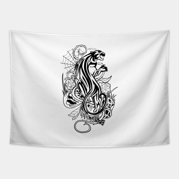 Panther Black & White Tapestry by adamzworld