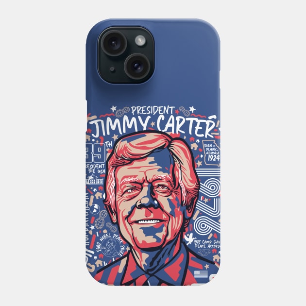 Retro Pop Art Portrait of President Jimmy Carter // Street Art Carter 1976 Phone Case by SLAG_Creative