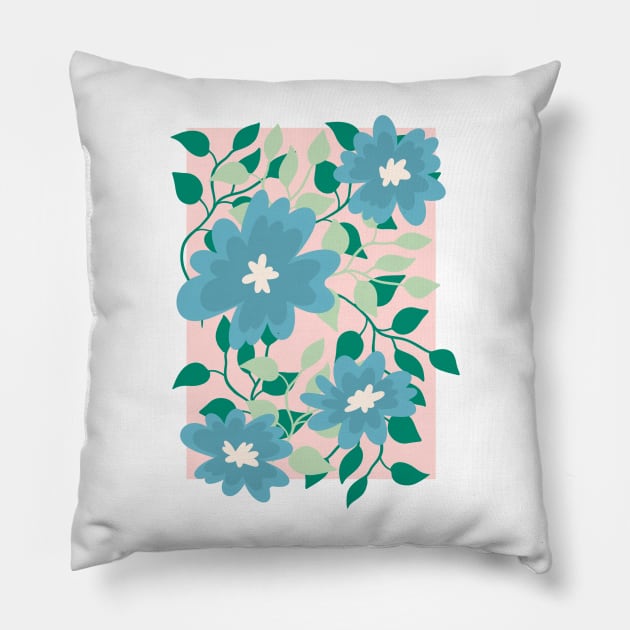 blue daffodil floral wildflowers illustration Pillow by mckhowdesign