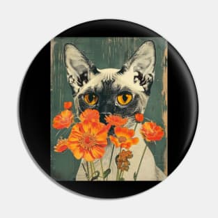 Devon Rex Cat Flowers Photo Cat Lover Gift Idea Pin