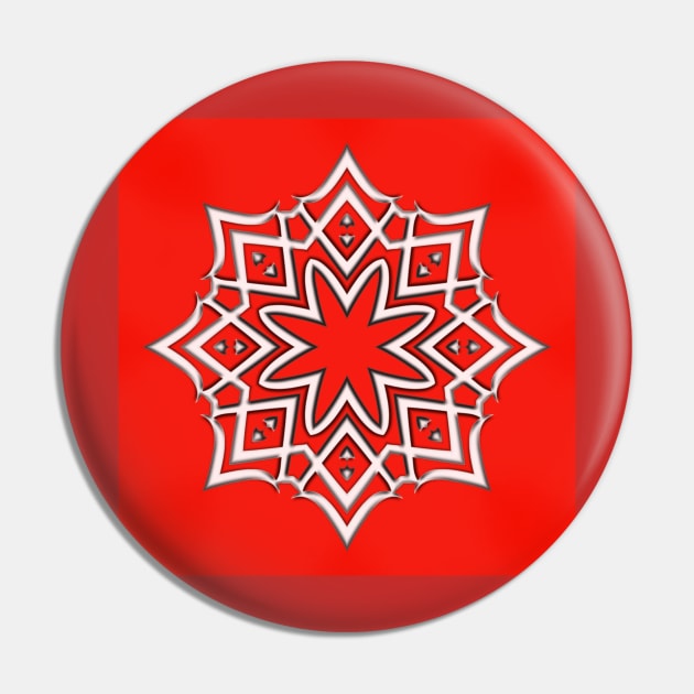 Bright Red Kaleidoscope Pattern (Seamless) 6 Pin by Swabcraft